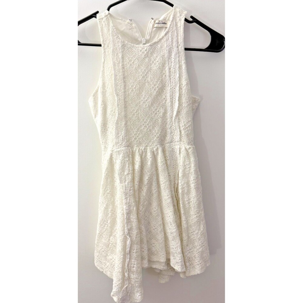 Abercrombie Kids White Lace Dress Coastal Beach Girls Medium 12 Fit Flare